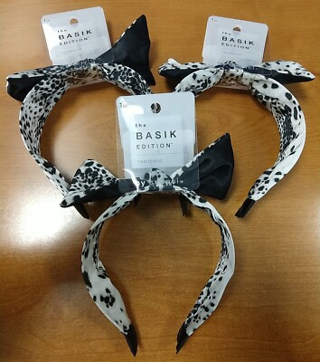 3 Pack: Scunci The Basik Edition Bow Animal Print Headband  - E8C