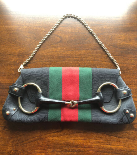 Gucci Tom Ford Black GG Canvas Monogram Horsebit Clutch Gucci Tom Ford Black GG Canvas Monogram Horsebit Clutch