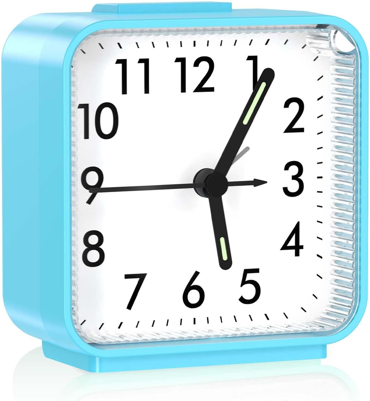 Analog Alarm Clock, Bedside Clocks Battery Powered, Silent Non Ticking Travel Cl