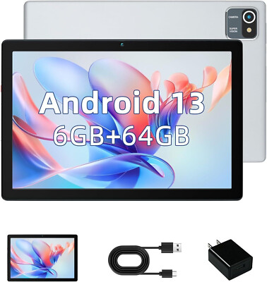 Anmesc Tablet 10.1'' Android 13 PC Tablet 6+64GB Quad Core 1280×800 HD Christmas 