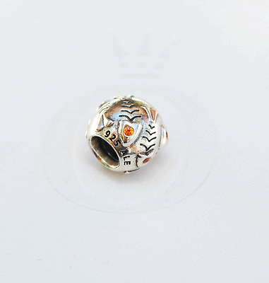Genuine Pandora Charm Fish Bone (Skeleton) with Orange cz