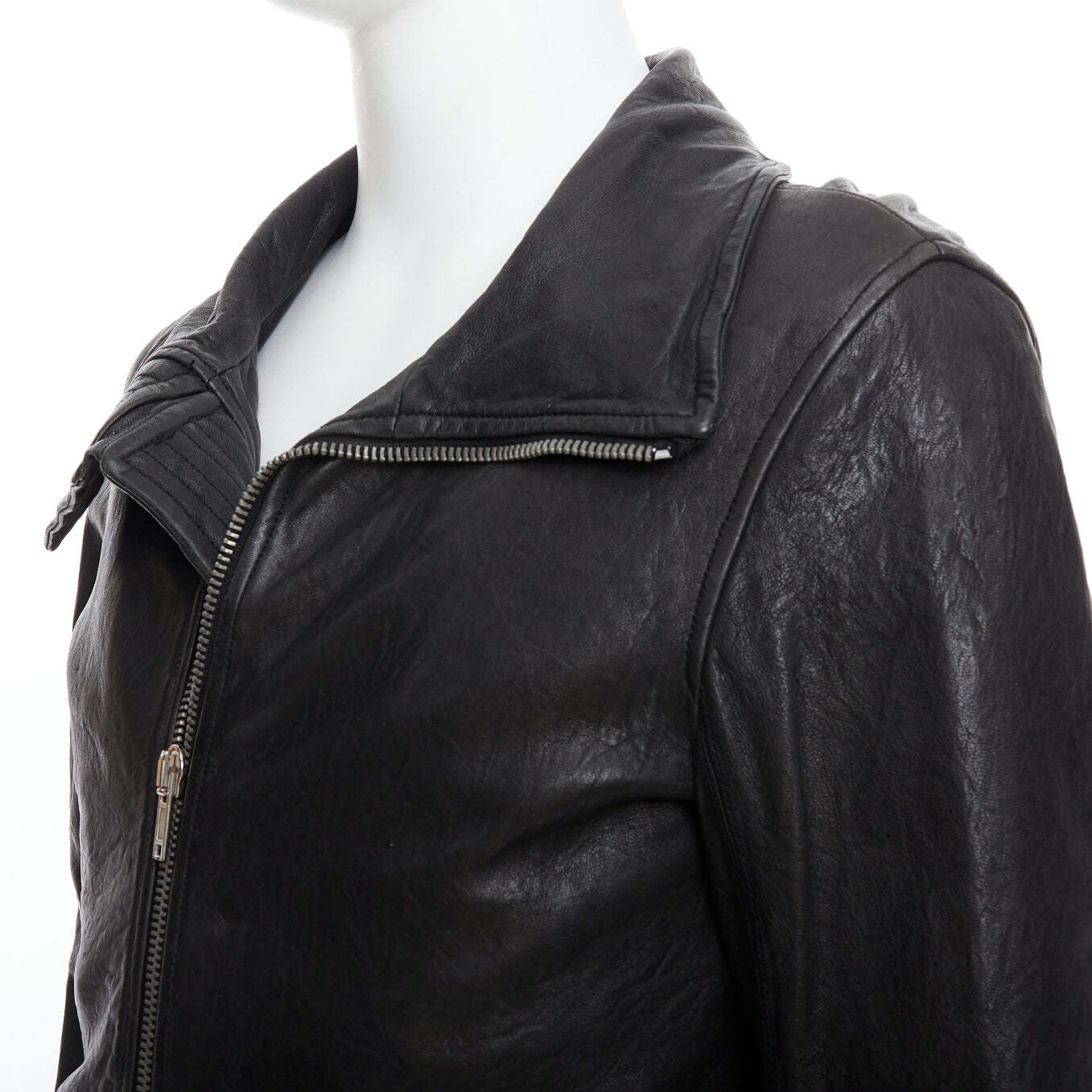 RICK OWENS black lambskin leather Olmar Mirta zip motorcycle RICK OWENS black lambskin leather Olmar Mirta zip motorcycle