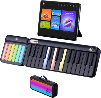 Smart Piano Keyboard with Colored Light-Up Keys, Smart Interactive Sing-Along wi
