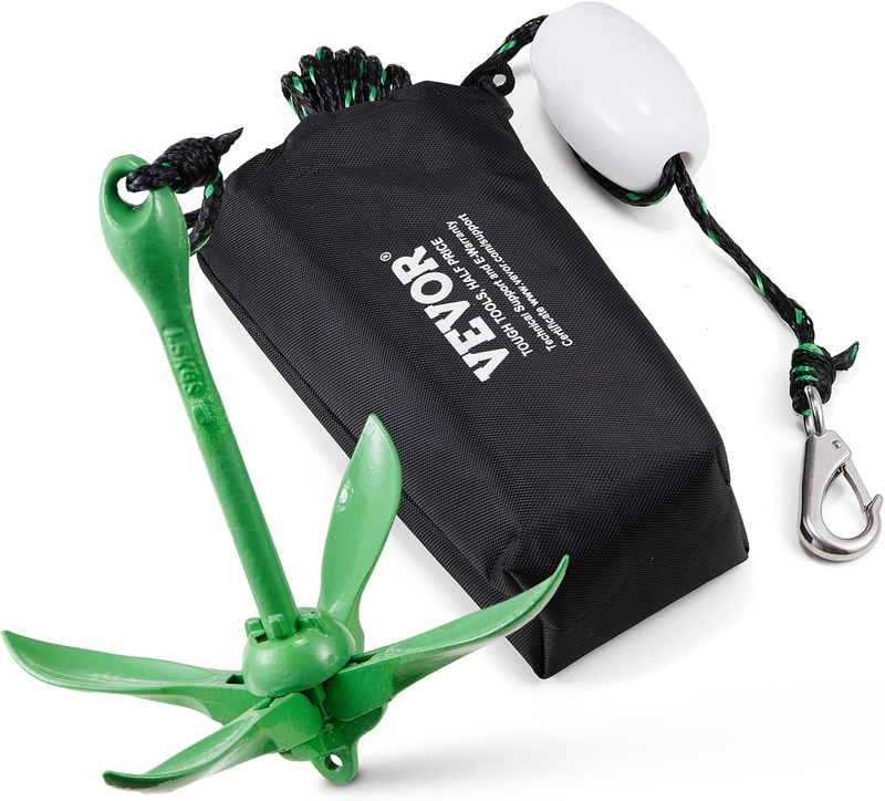 Kayak Anchor Kit, 3.5 Lb Paddle Board Anchor Kit with 26.2 Ft/8 M Rope and Buoy, Folding Small Boat Anchor with Storage Bag and Snap Hook, Kayak Accessories for Kayaks, Small Boats, Canoes