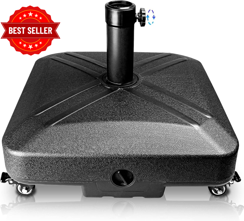 Umbrella Base with Wheels, Market Umbrella Stand for Outdoor Patio Deck Poolside