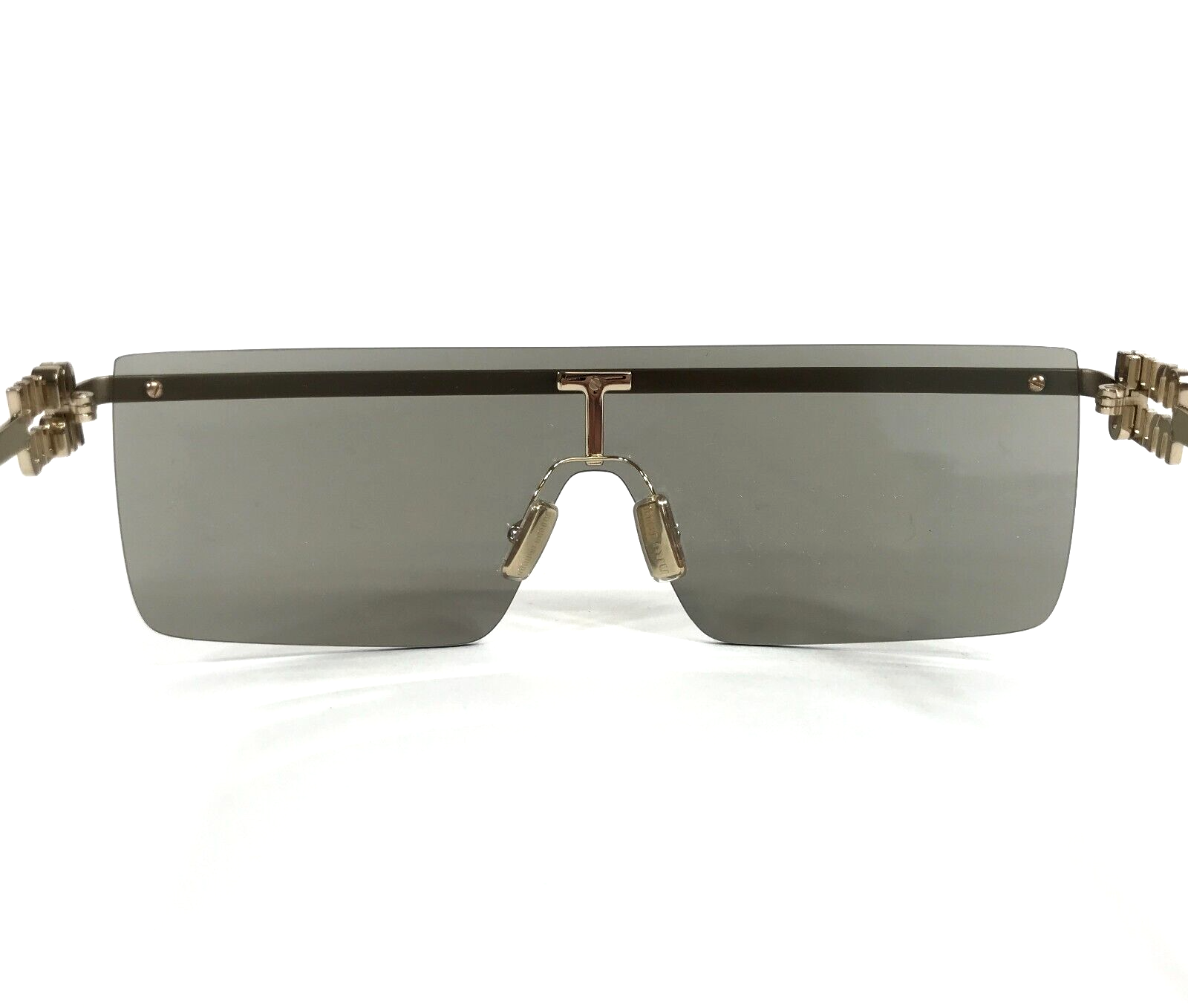 Pre-owned Miu Miu Sunglasses Smu50z Zvn-112 Pale Gold Frames With Light Grey Shield Lens In Gray