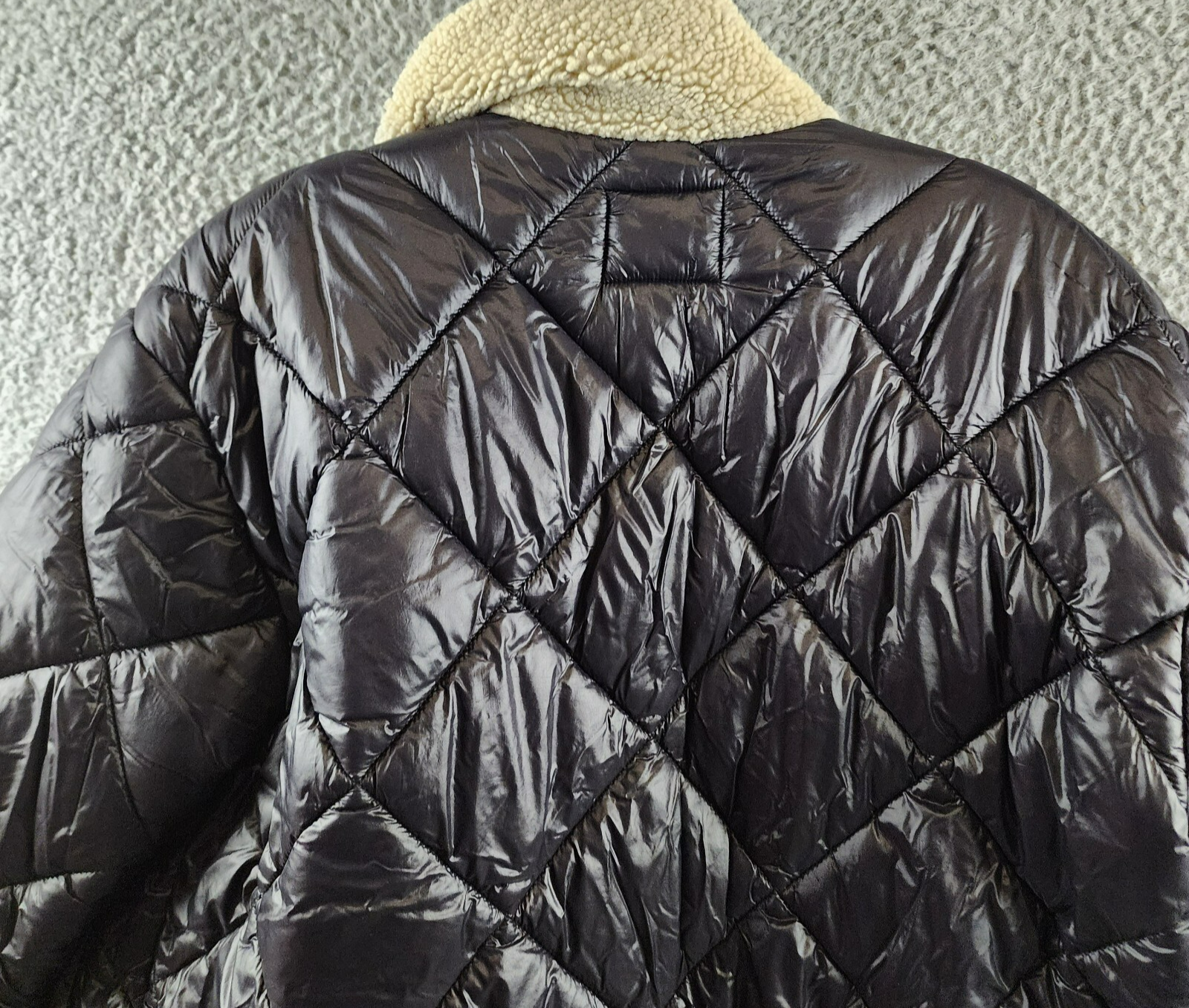 Rails Shay Diamond Quilted Jacket Womens XS Black Faux Shearling Collar Full Zip - Picture 15 of 17