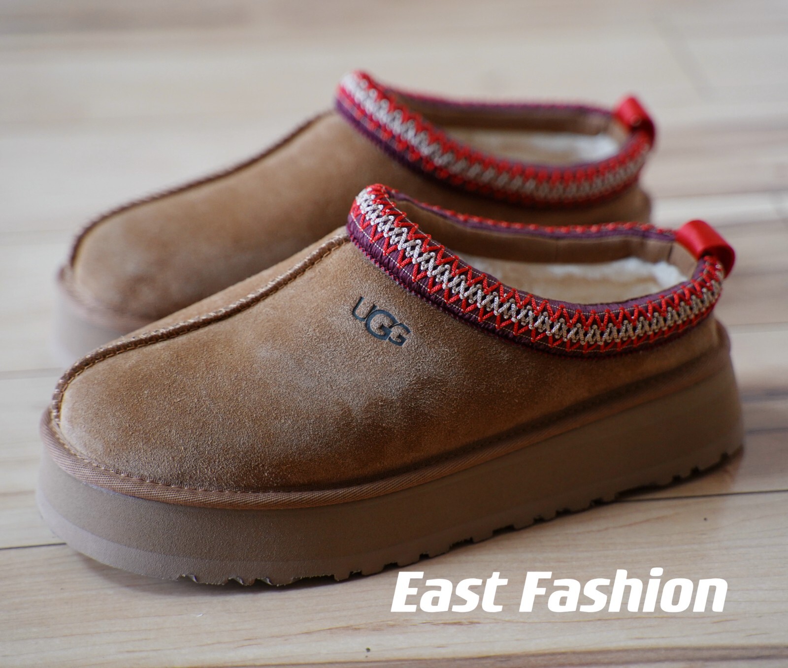 Pre-owned Ugg Tasman Tazz Platform Slipper Three Colors Olive Green/ Chestnut/black Size 9