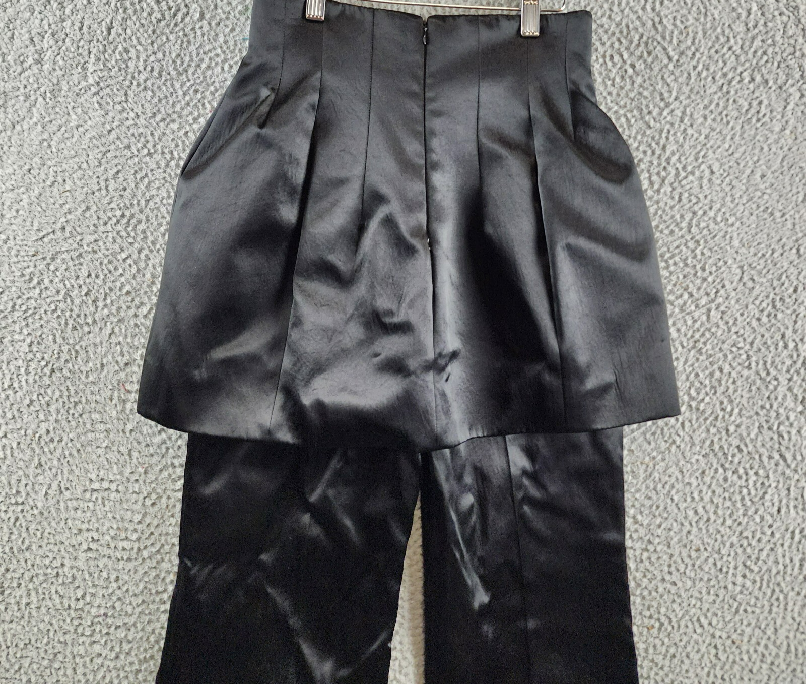 A.W.A.K.E. MODE Layered Skirt Pants Womens 36 Black Welt Pocket Back Zip Closure - Picture 18 of 18