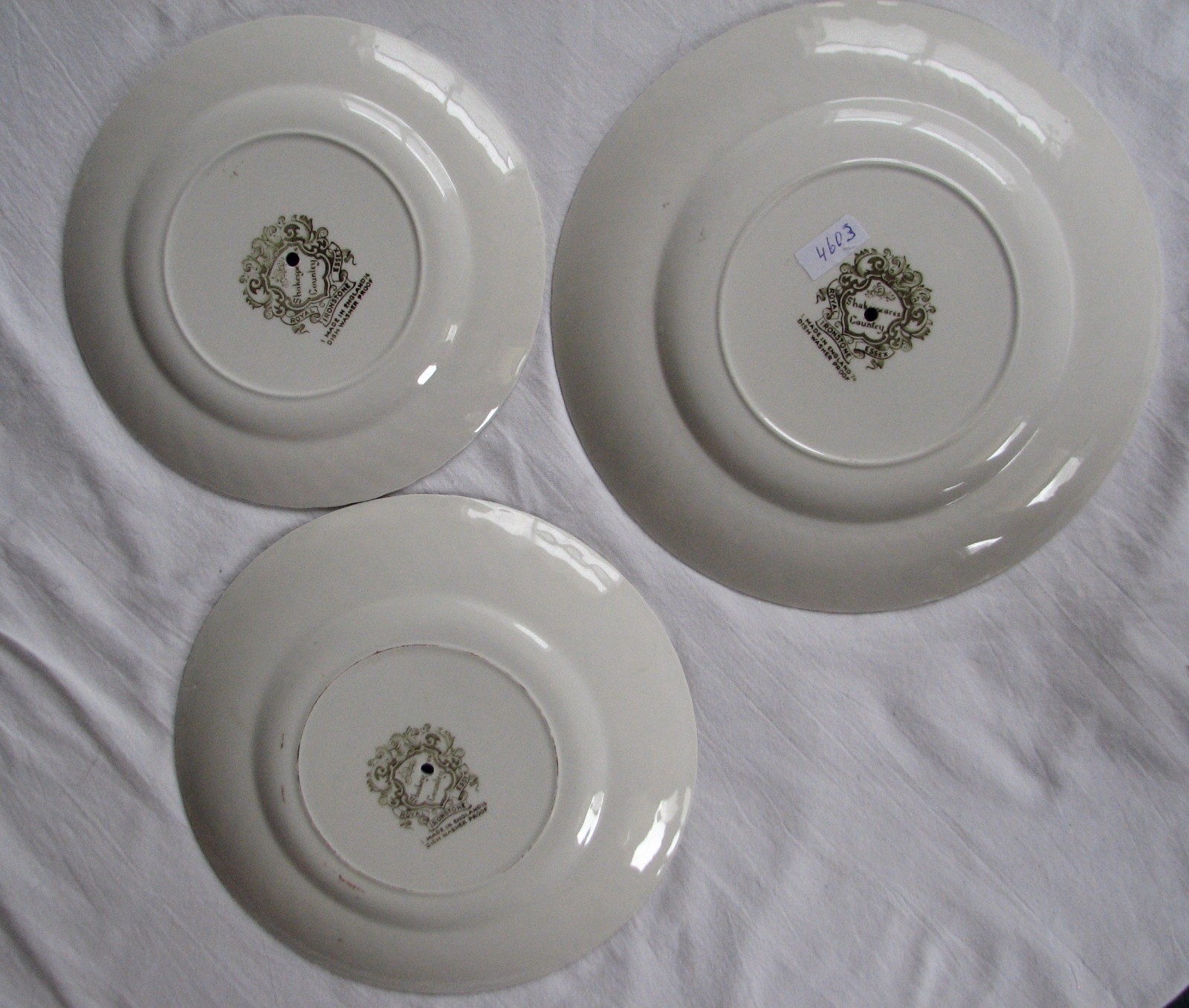 green transferware 3 tier TIDBIT TRAY server SHAKESPEARE Royal Essex ironstone