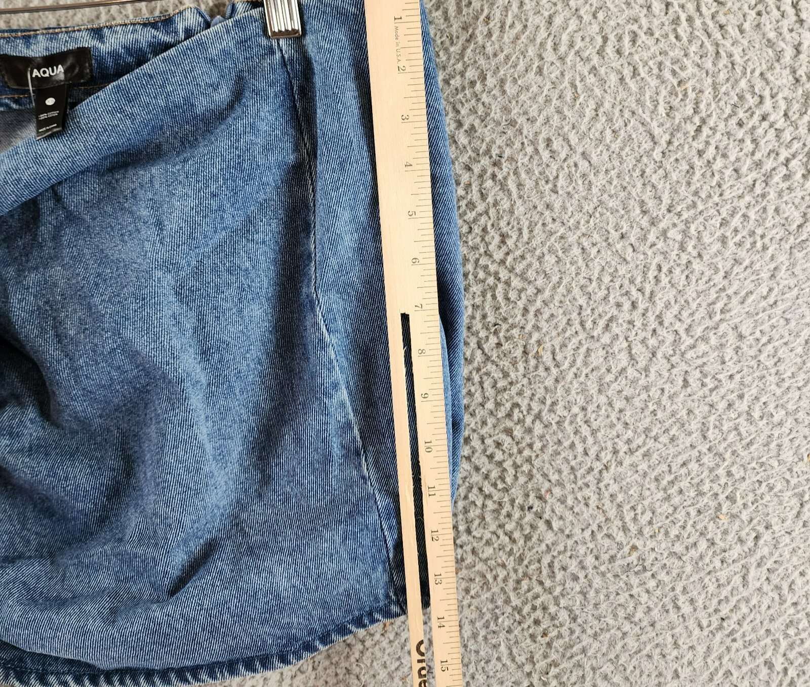 Aqua Asymmetric Denim Floral Mini Skirt Women's XS Blue Heather Back Zip Closure - Picture 6 of 13