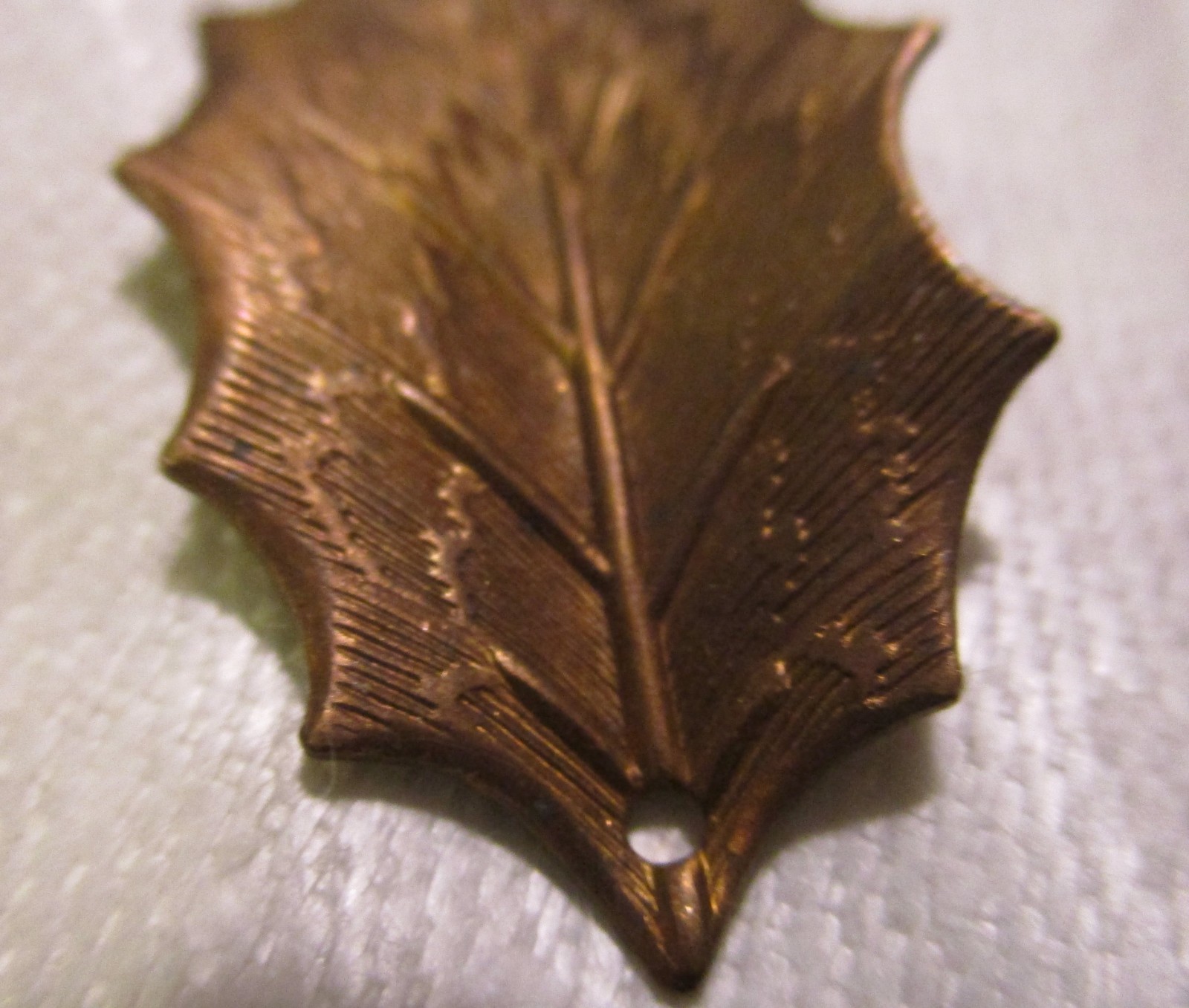 Vintage Christmas Holly Leaf Stampings, Embellishments, Jewelry Components, 6 pc