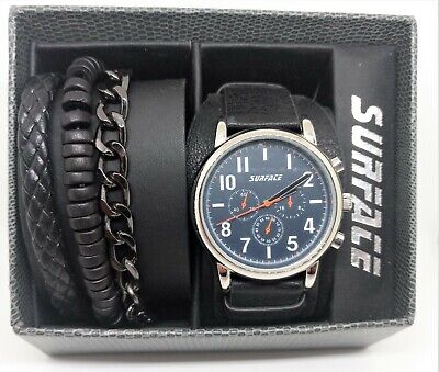 Surface Men's Round Timepiece Wristwatch Watch & Bracelet Set  NEW Good  Battery
