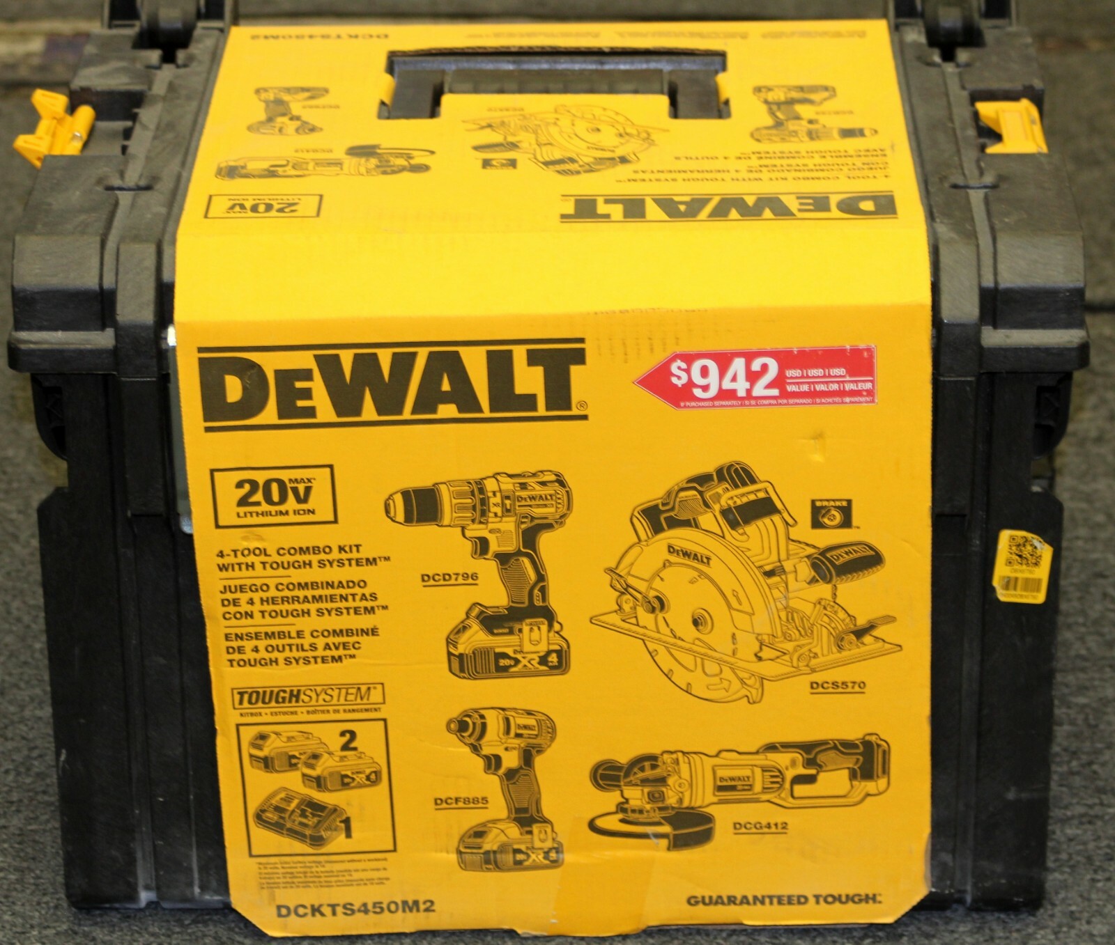 DeWALT Model DCKTS450M2 20V MAX 4-Tool Combo Kit W/ Tough System Case New Sealed