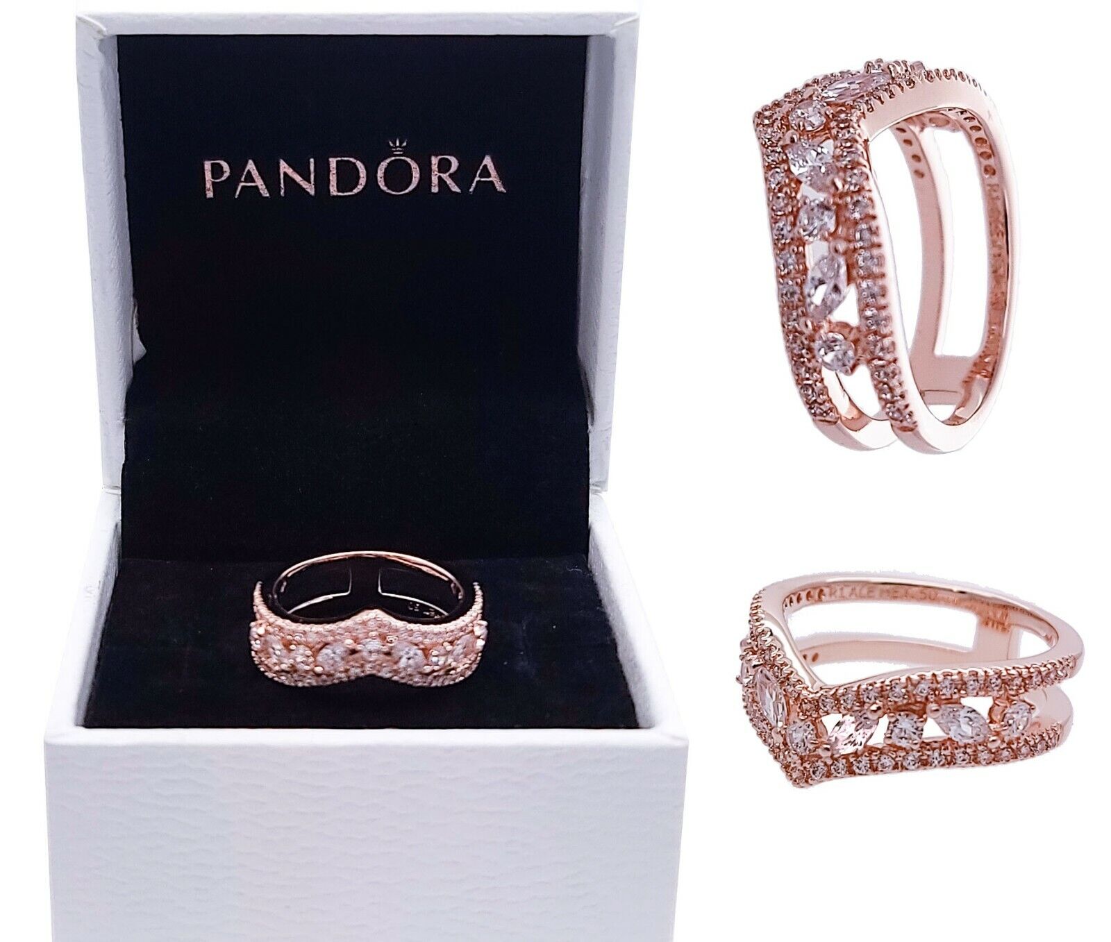 NEW 100% PANDORA Rose Gold Sparkling Marquise Double NEW 100% PANDORA Rose Gold Sparkling Marquise Double