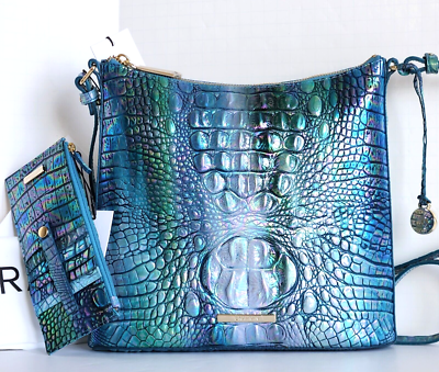 🌹Brahmin Katie Crossbody Blue Topaz Leather Messenger Bag + Slim Wallet  NWT | eBay