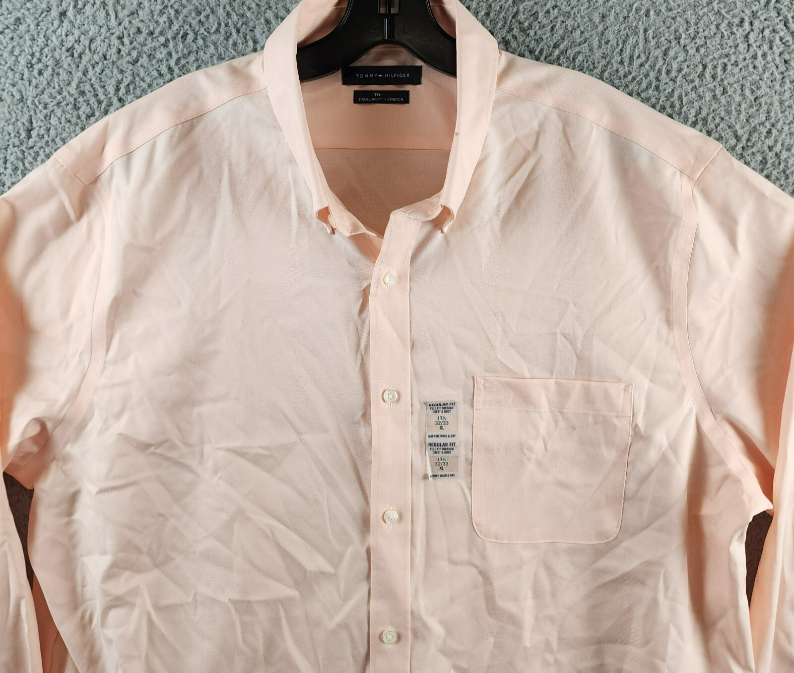 Tommy Hilfiger TH Flex Regular Fit Stretch Oxford Dress Shirt Mens XL 17.5 32/33 - Picture 4 of 17