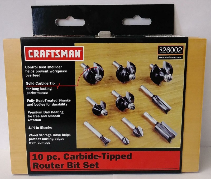 Craftsman 26002 10 Piece Carbide Tipped Router Bit Set 856001004239 eBay