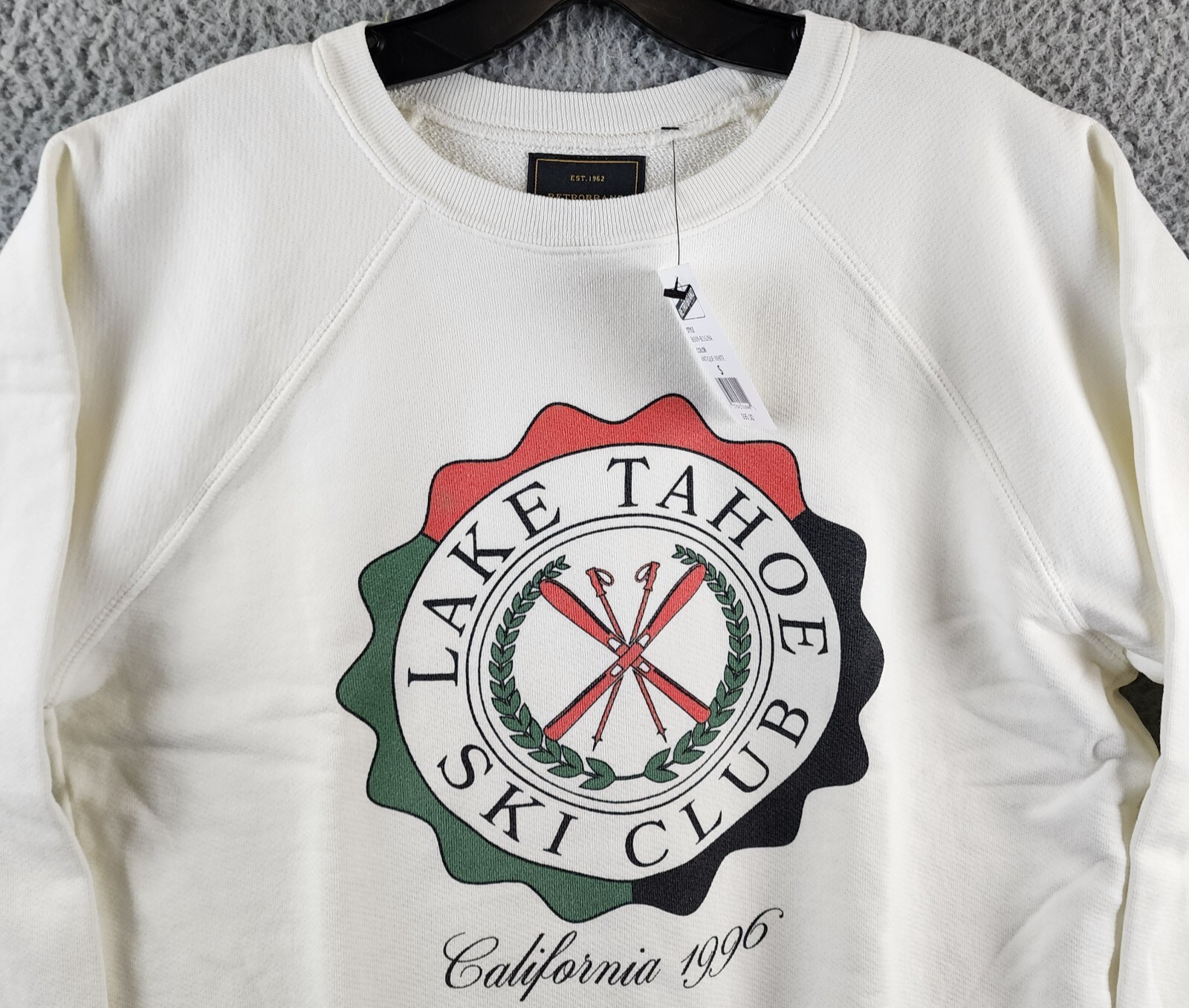 Retro Brand Graphic Sweatshirt Women's S Antique White Crewneck Long Sleeves~ - Picture 4 of 14