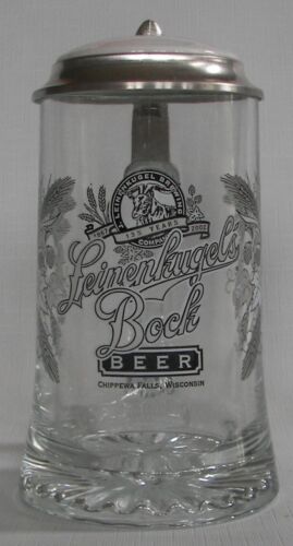 Leinenkugel Bock Beer, 135 years, 1867 - 2002 glass stein, Chippewa Falls, WI
