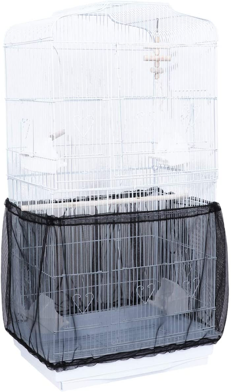 Bird Cage Cover Seed Catcher Birdcage Nylon Mesh Net Cover Skirt Guard (Black)✔