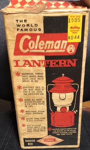 Vintage Coleman Red 200A195 66 Never Fired Orig Box +Papers W/NOS Accessory Safe