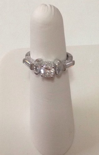 Sterling Silver Engagement Ring With Clear Stones Size 5