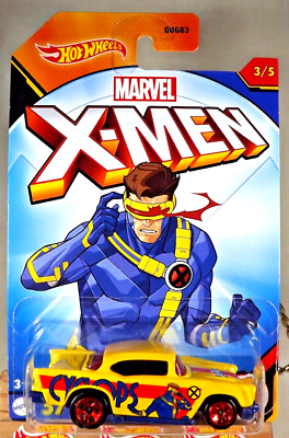 2023 Hot Wheels Marvel X-Men Series-Cyclops 3/5 '57 CHEVY Yellow w/Red 5 Spokes