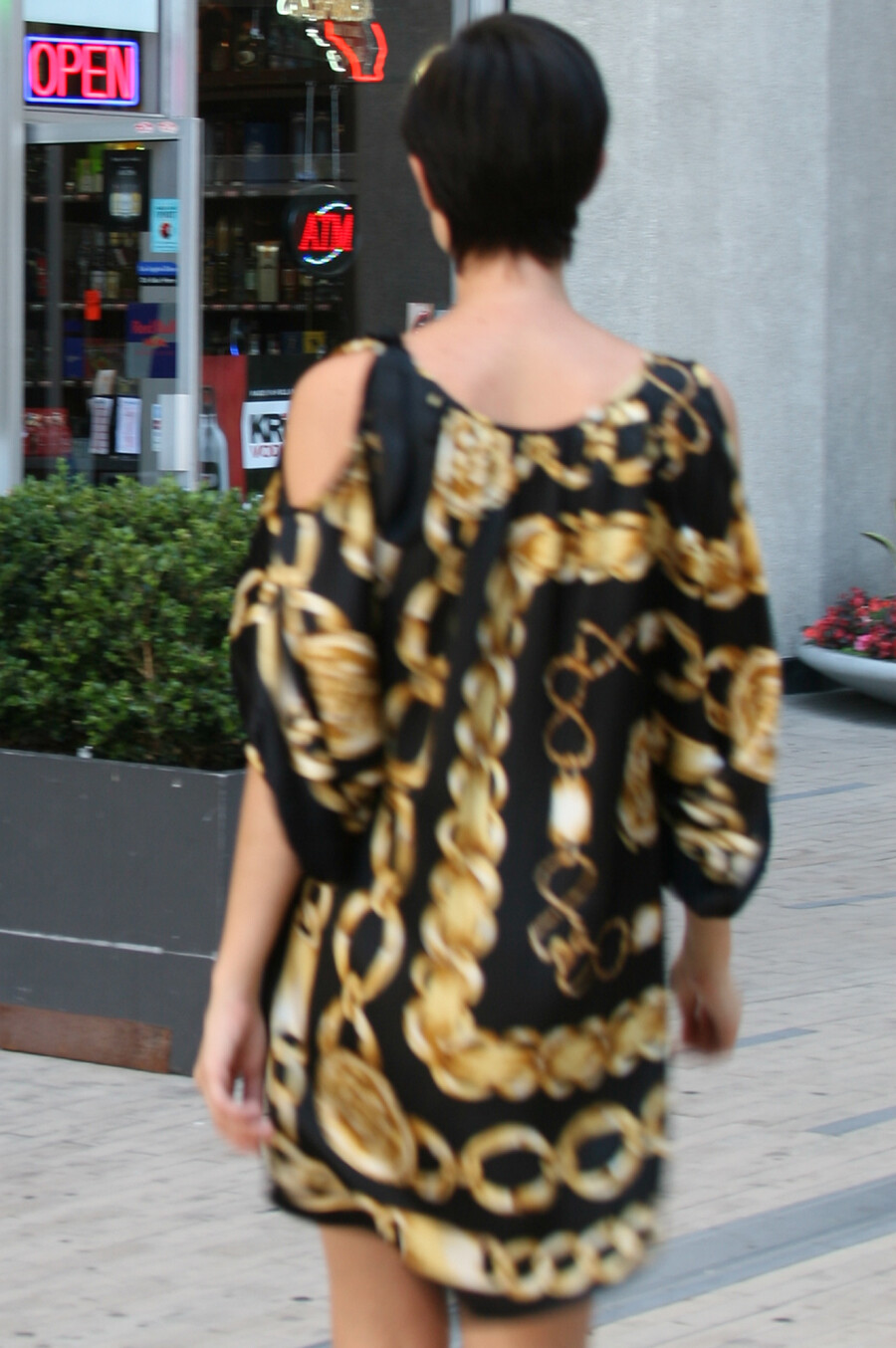 Pre-owned Voom By Joy Han : Women's Chain Smock Dress (blk/chain)- D7416 In Black