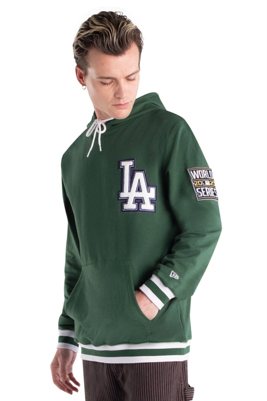 NEW ERA LA DODGERS Logo Select Color Flip Green Hoodie Sz. L