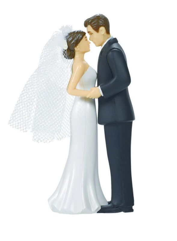 Bride & Groom Cake Topper | Wedding and Engagement Party, 4.5" Bride & Groom