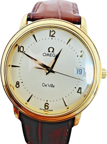 【国内即納】OMEGA デ・ヴィル 434.13.34.20.57.001 レディース De Ville Prestige 34 mm, スティール - セドナゴールド レザー