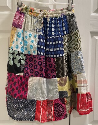 Jack Pot  New York''  - Sz. S Patchwork 100% Cotton fully lined Skirt.  EUC