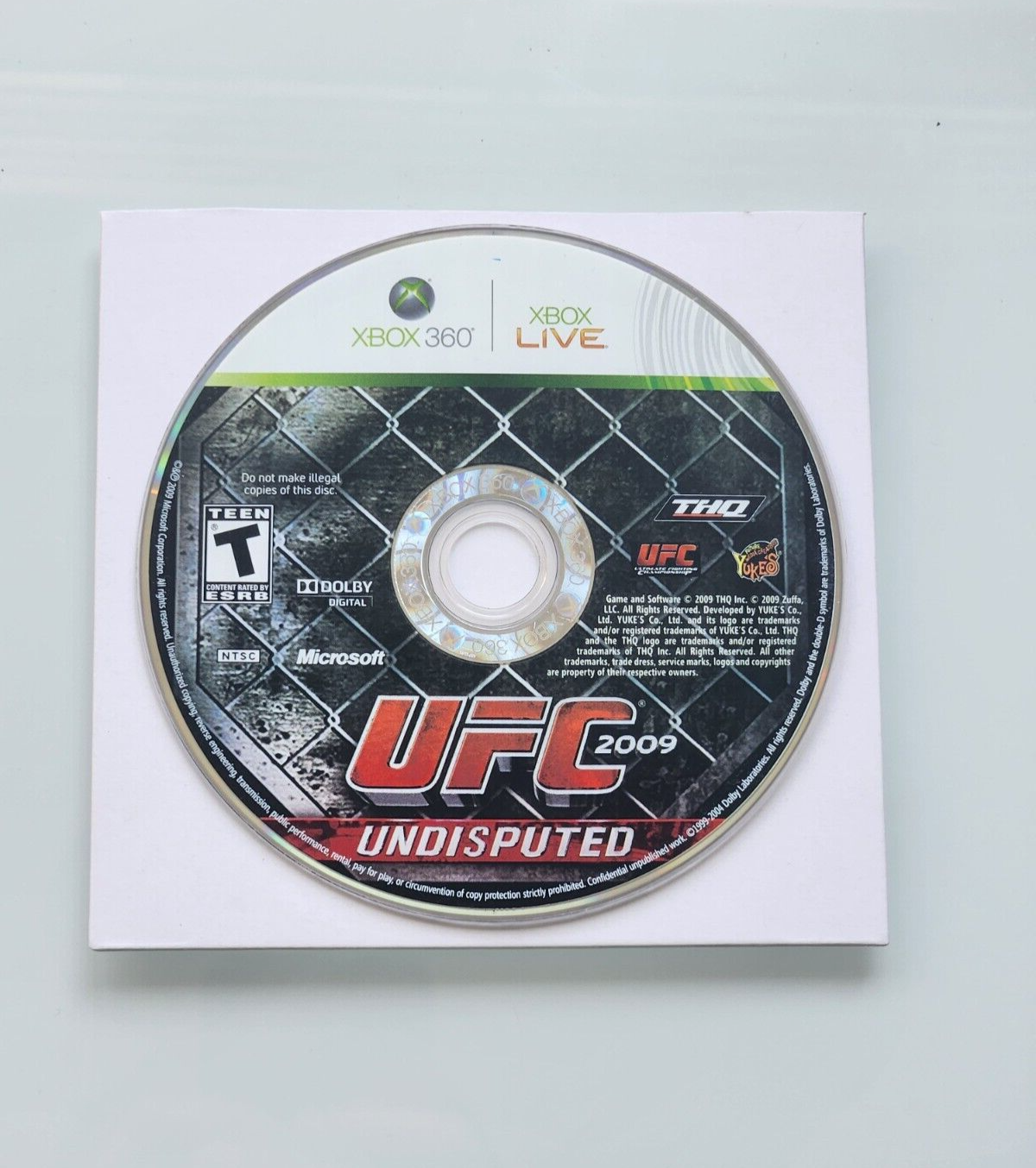 UFC 2009 Undisputed (Microsoft Xbox 360, 2009) DISC ONLY