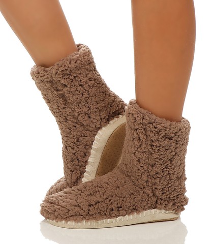 Damen Hüttensocken Kuschelsocken Hausschuhe Strümpfe Teddyfell ABS Sohle CL 091 – Bild 4