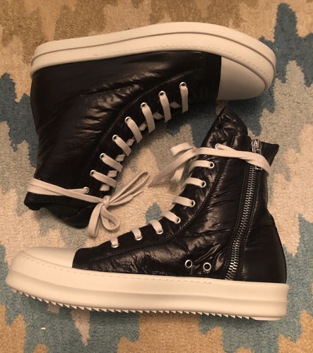 Rick Owens DRKSHDW Twill High Black Padded Ramones | Size EU Rick Owens DRKSHDW Twill High Black Padded Ramones | Size EU