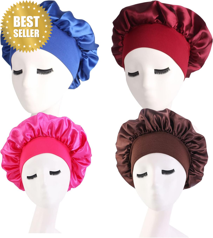 Hair Bonnets for Curly Hair and Sleeping for Women, Satin Sleep Cap, Silk Bonnet
