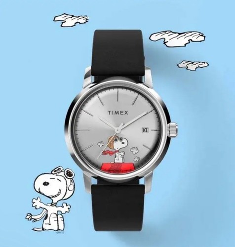 Pre-owned Timex Newjapanese?? Marlin Automatic X Peanuts Snoopy Flying Ace 40mm Tw2w49600