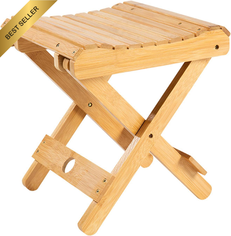 Wooden Folding Stool for Shaving Shower Foot Rest, Wooden Folding Stool Shower B