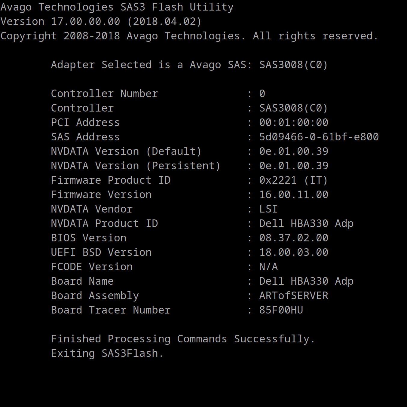 Dell 4Y5H1 H330 12Gbps SAS PCI-E 3.0 with HBA330 P16 IT mode ZFS TrueNAS unRAID