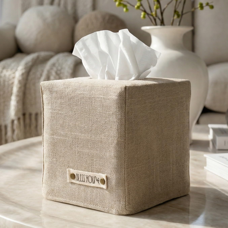 Stylish Tissue Box Cover - This Beige Linen Holder Instantly C...