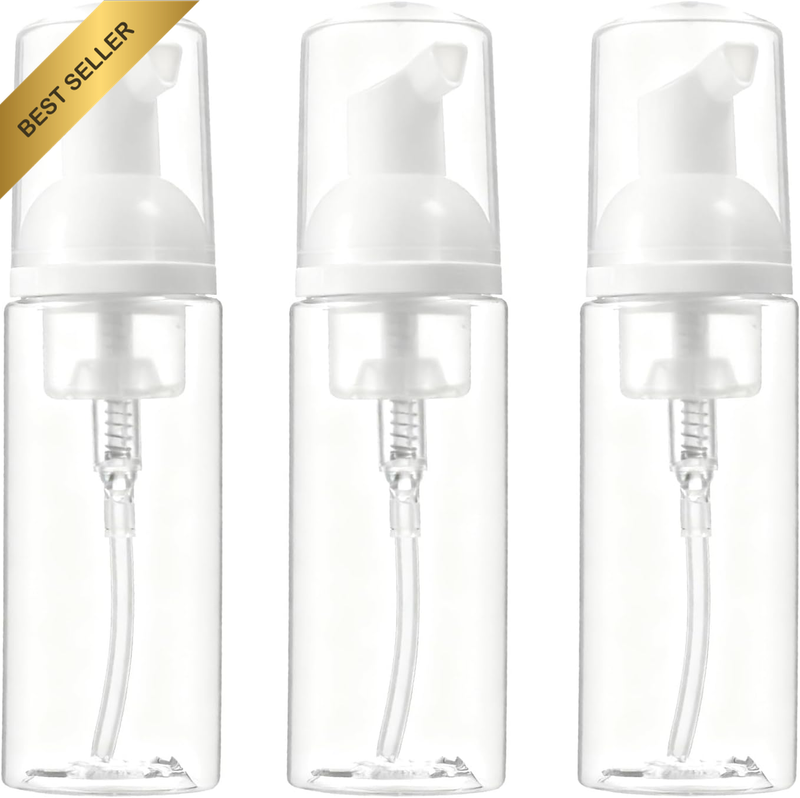 3 Pcs 2 Oz Foam Pump Dispenser, Empty Pump Bottles for Travel Cleaning - Clear F