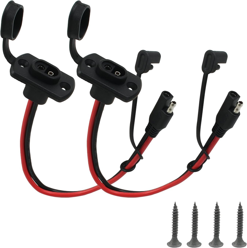 2 Pack SAE Connector Power Socket Sidewall Port, 12AWG Solar Panel Flush Mount S