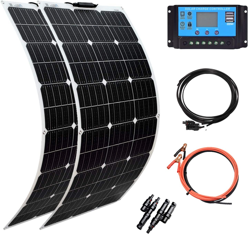 Flexible Solar Panel 100W 12V 200W System Kit Lightweight Monocrystalline Batter