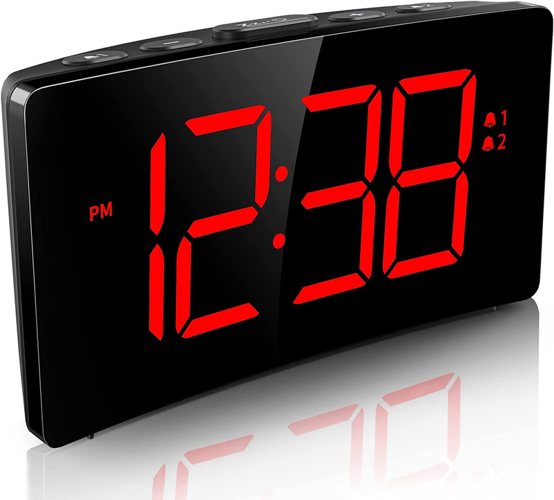 , Large Display Digital Clock With 2 Alarms And Easy To Use, 6-level