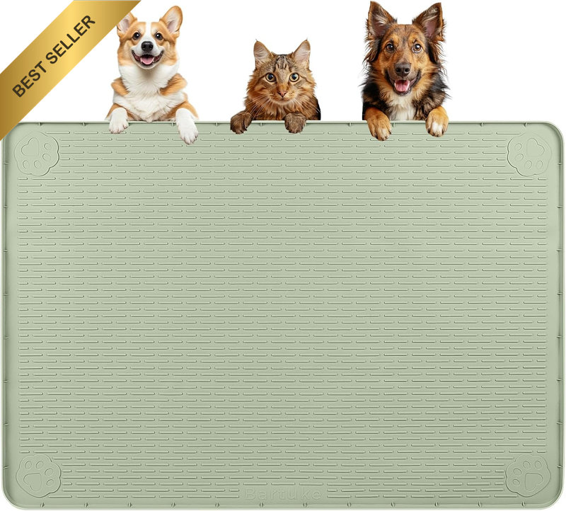 Dog Food Mat, Extra Large 101 X 71Cm Silicone Pet Feeding Mat with Raised Edge P