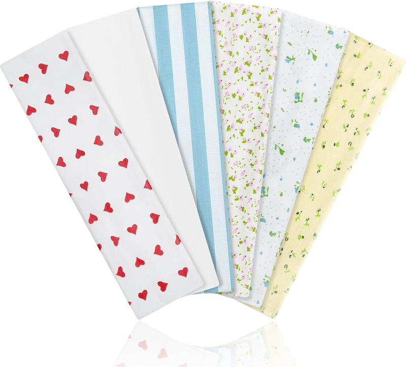 6Pcs Soft Elastic Flower Headband Floral Stripe Stretchy Non Slip Sport