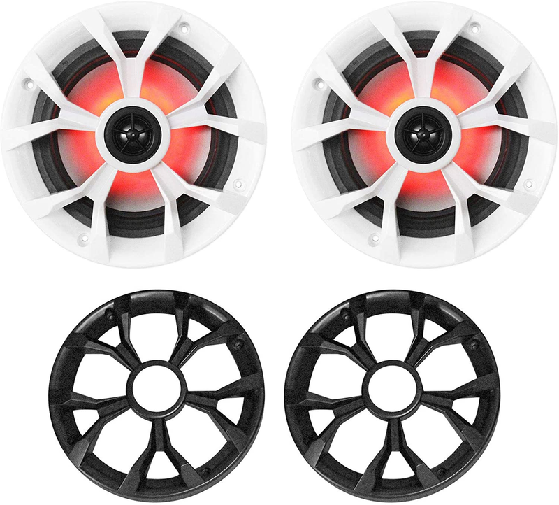Pair Rockville RKL65MBW 6.5" 700W Marine Boat Speakers W/Led
