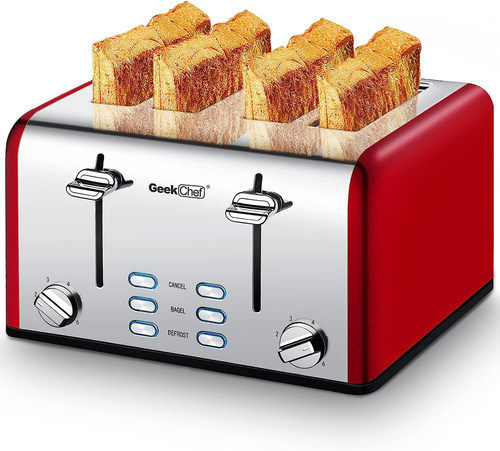 Geek Chef 4 Slice toaster, Best Rated Prime Retro Bagel Toas