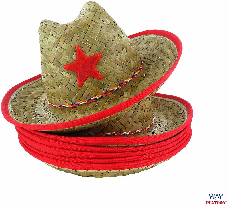 Pack of 12 Straw Cowboy Hats for Kids 